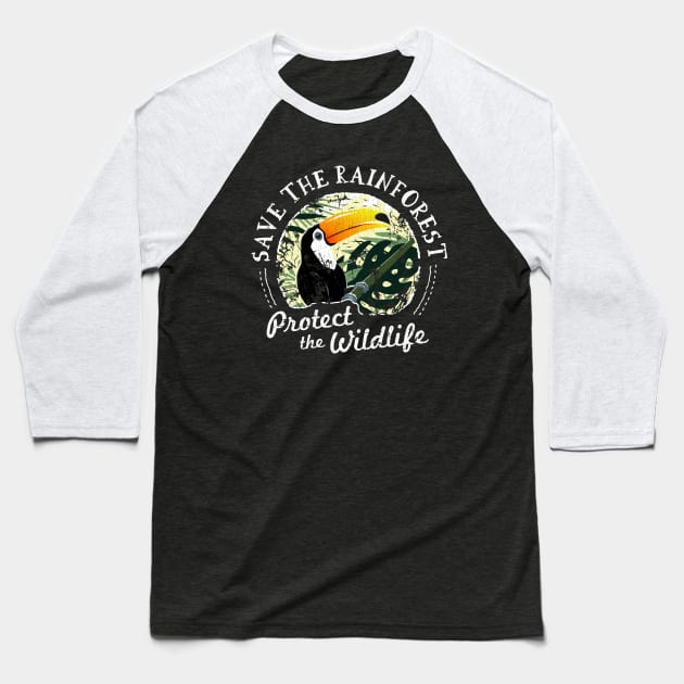 Save the Rainforest Protect the Wildlife – Toucan Baseball T-Shirt by bangtees